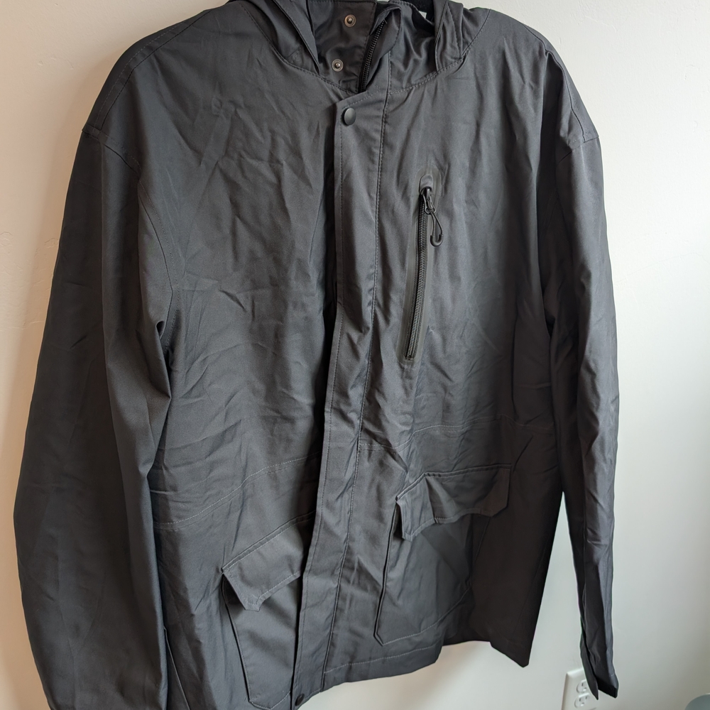 Goodfellow & Co Men's Charcoal Hooded Raincoat